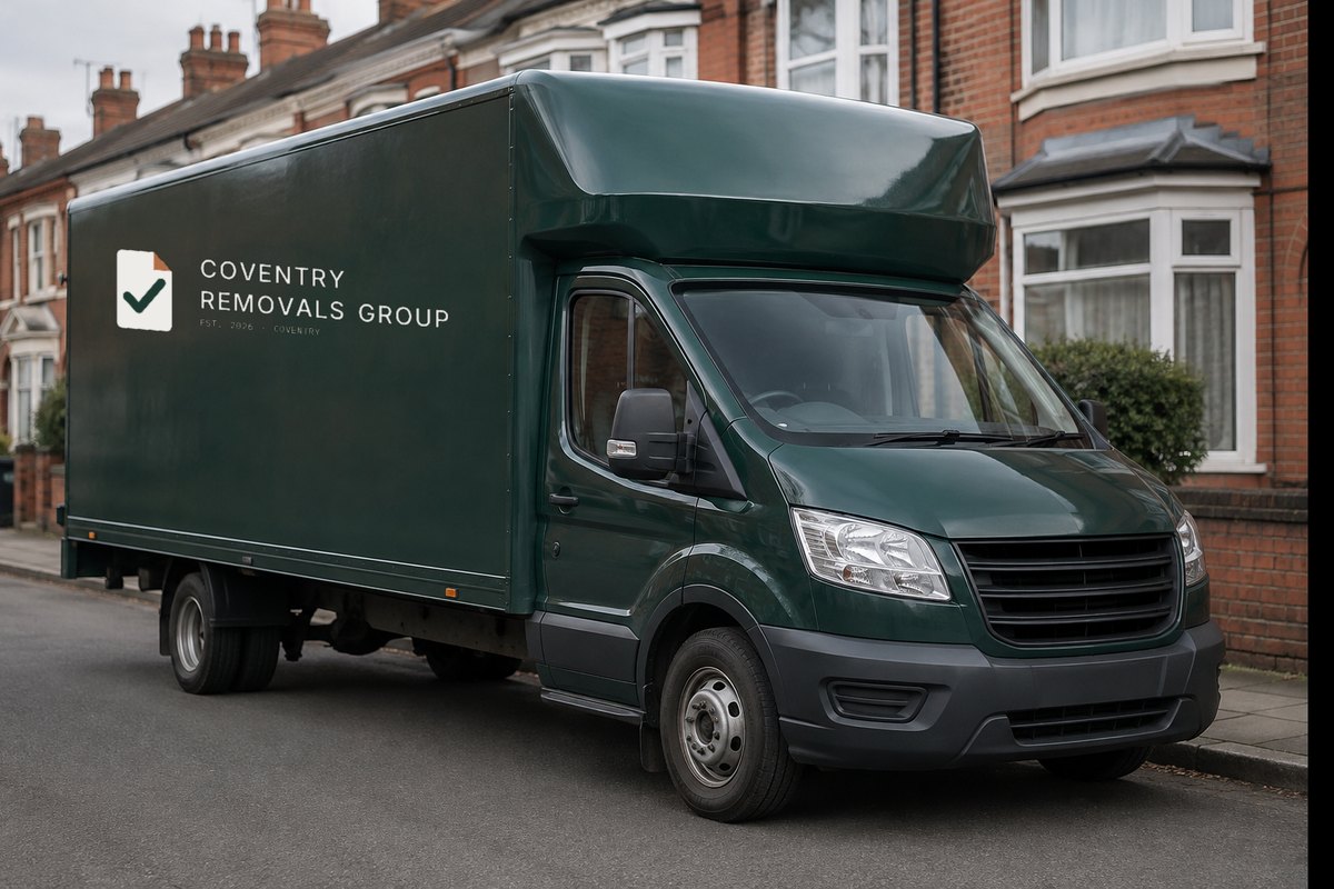 Coventry Removals Group Luton van outside a house in Coventry